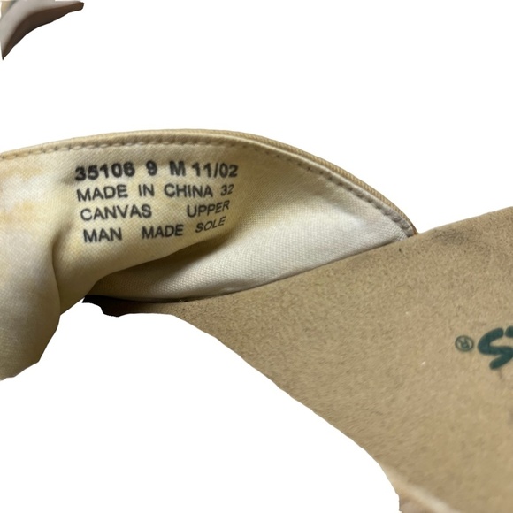 CLARKS Beige Tan White Canvas Slides Flip Flops Neutral Shoes Flats Casual sz 9 - Picture 14 of 16